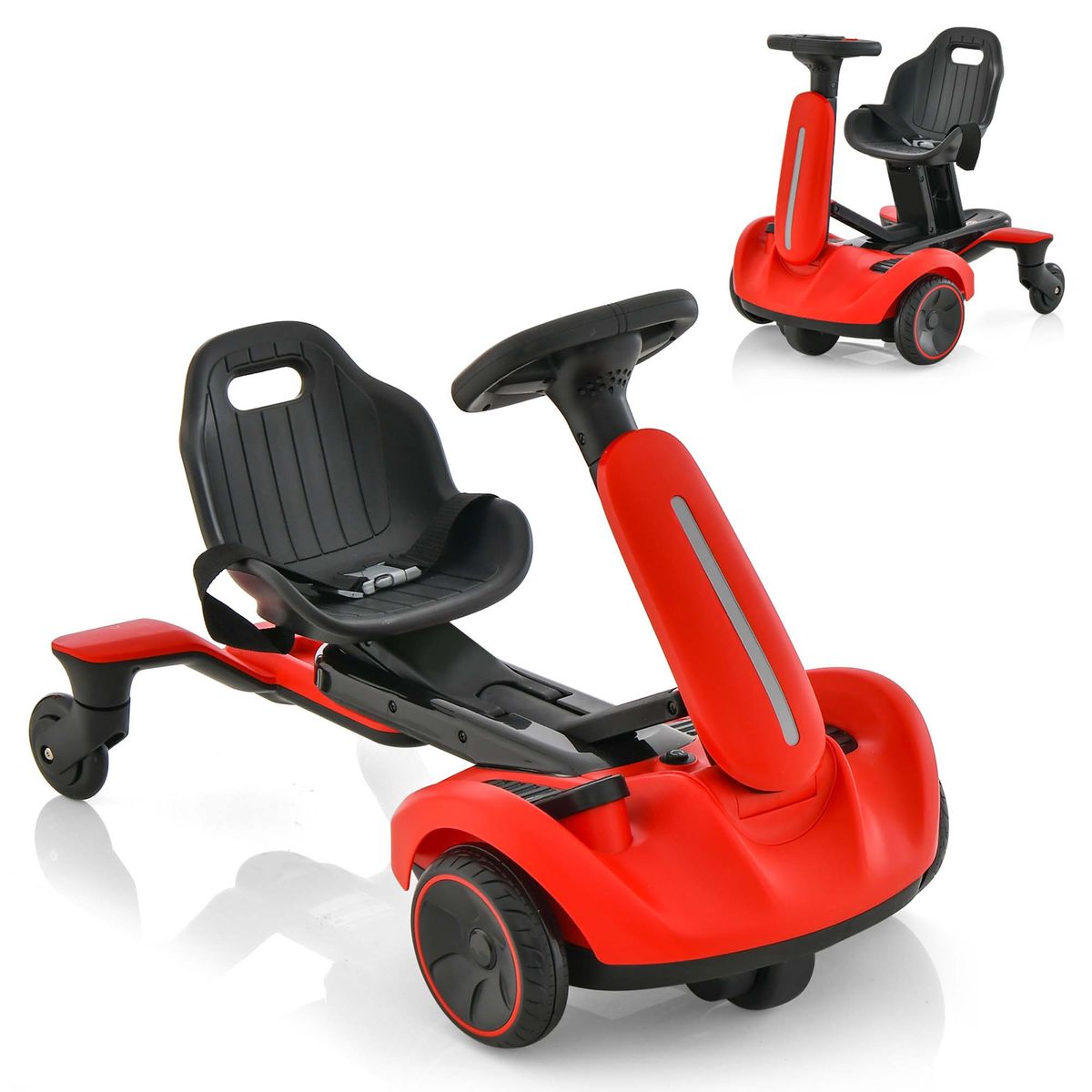Costway - 6V Kids Ride On Drift Car Electric Drifting Go Kart for Kids with 360° Spin - Red