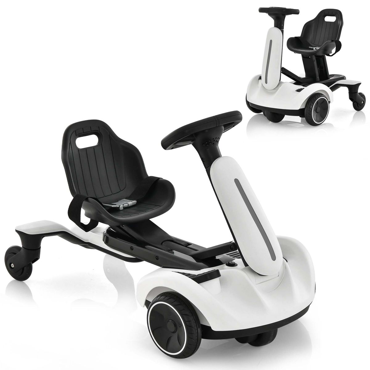 6V Kids Ride On Drift Car Electric Drifting Go Kart for Kids with 360° Spin - White