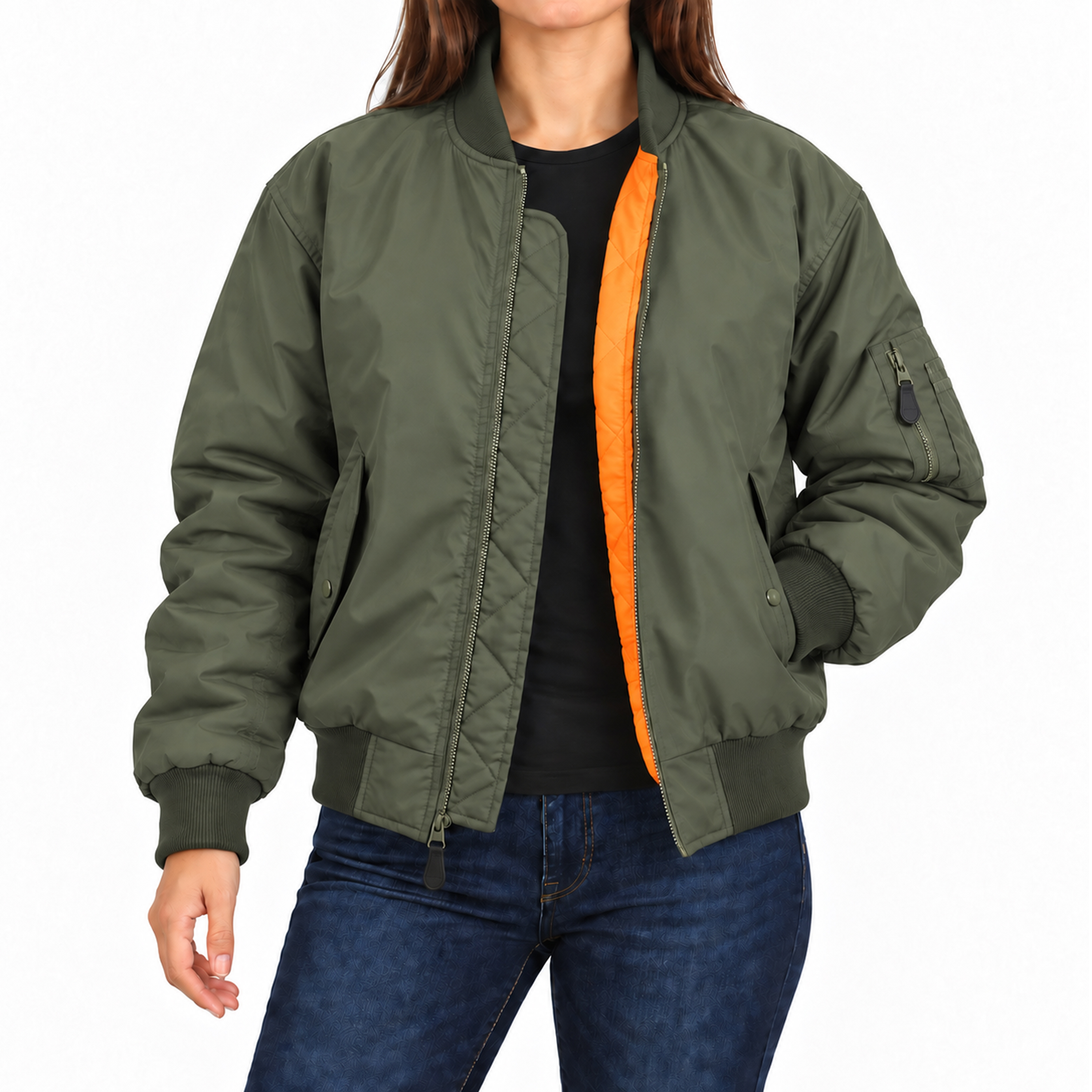 Women's Heavyweight Oversize Loose-Fit Bomber Jacket - SP-2908-OL-M