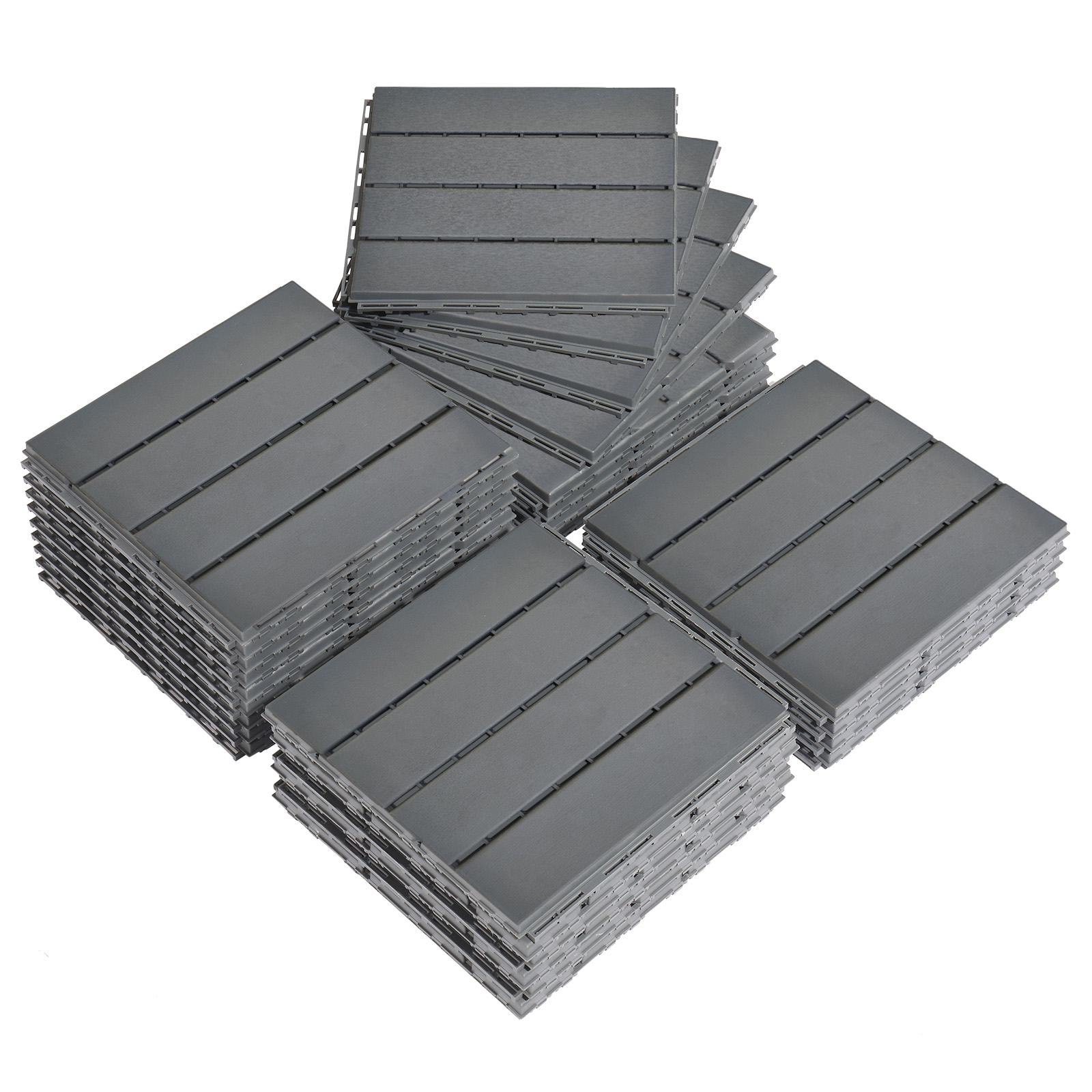Waterproof Plastic Interlocking Deck Tiles (27-Pieces) - Grey