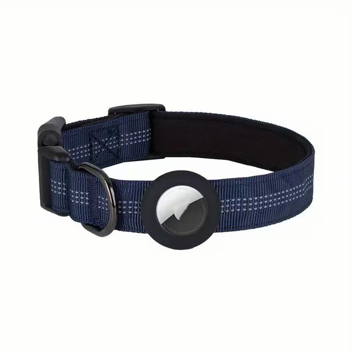 Pet Tracking Collar - Heavy-Duty Nylon Dog Collar with Reflective Strap - Navy blue-S