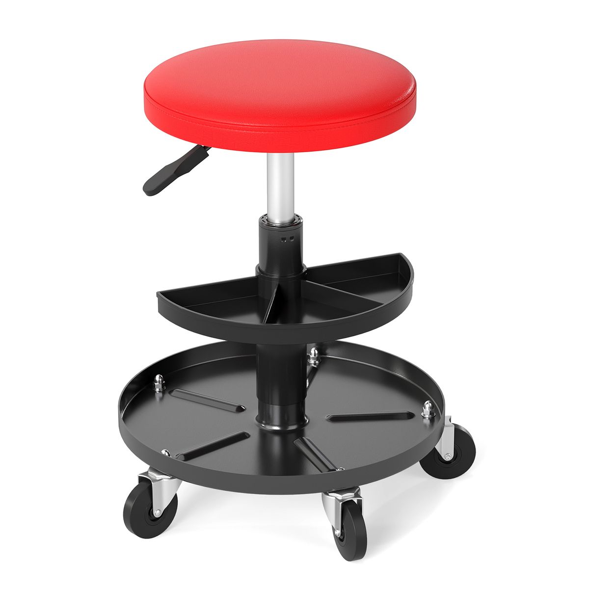 Rolling Mechanic Stool  - Red & Black
