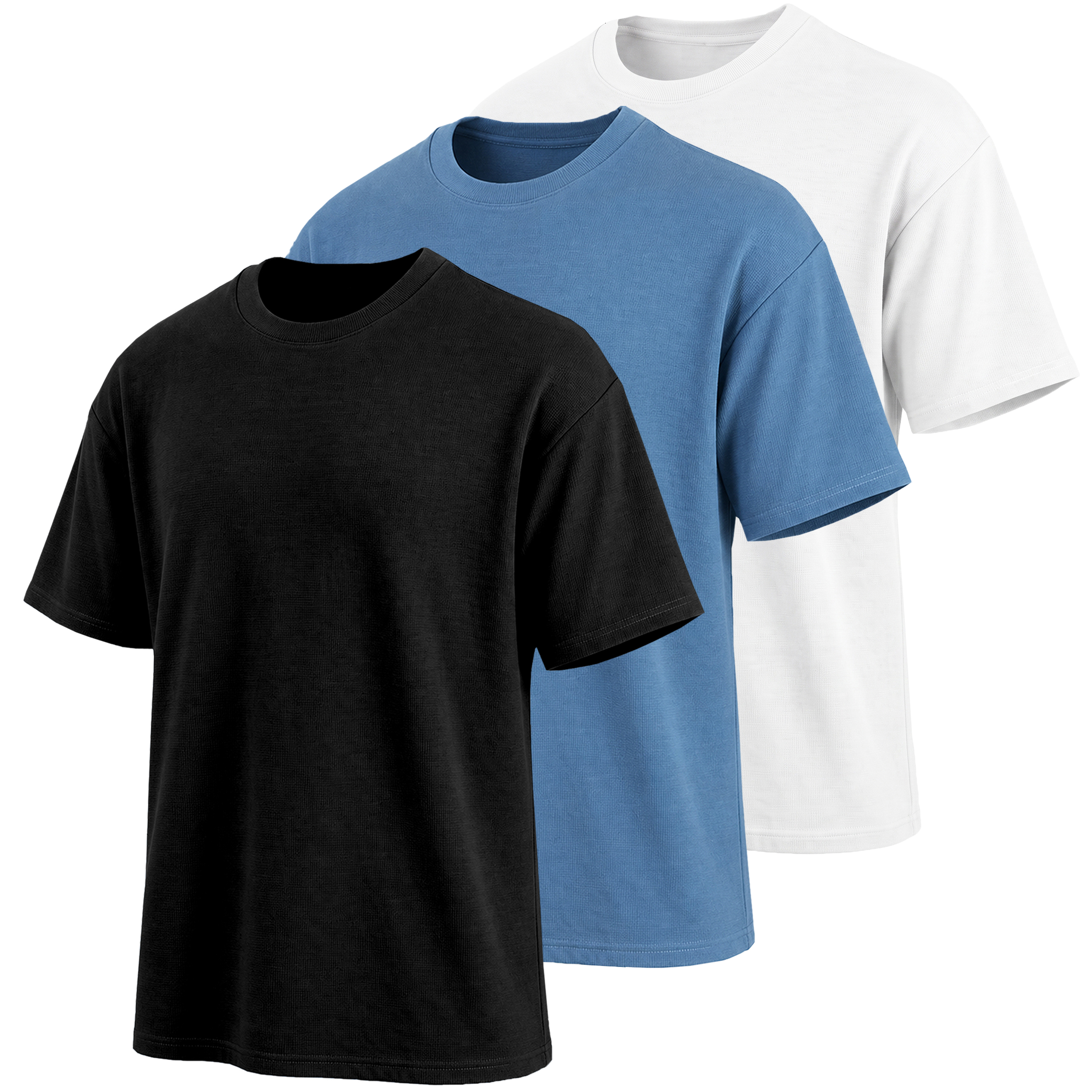 Men’s Heavyweight Oversized Drop Shoulder Tee (3-Pack) - M2MT-700-BK-SBL-WH - M
