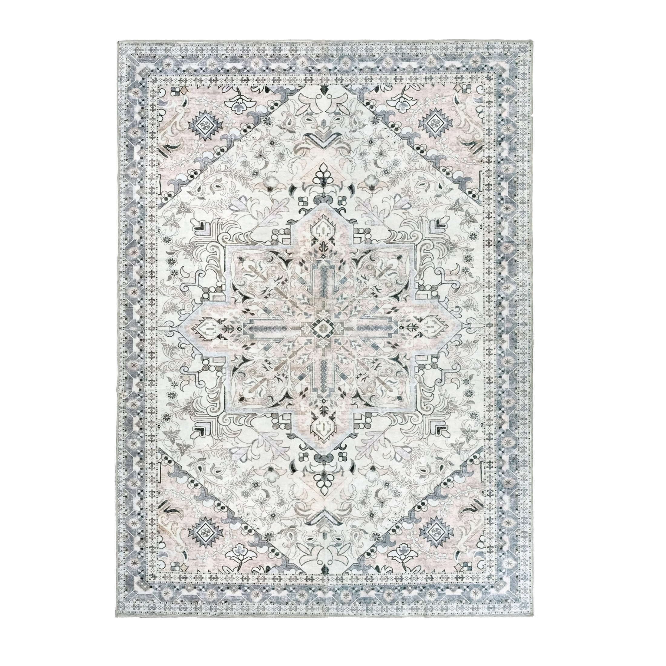 Kathy Ireland Soft Brushed Flannel Washable Rug - 27x45 / Ivory Tapestry
