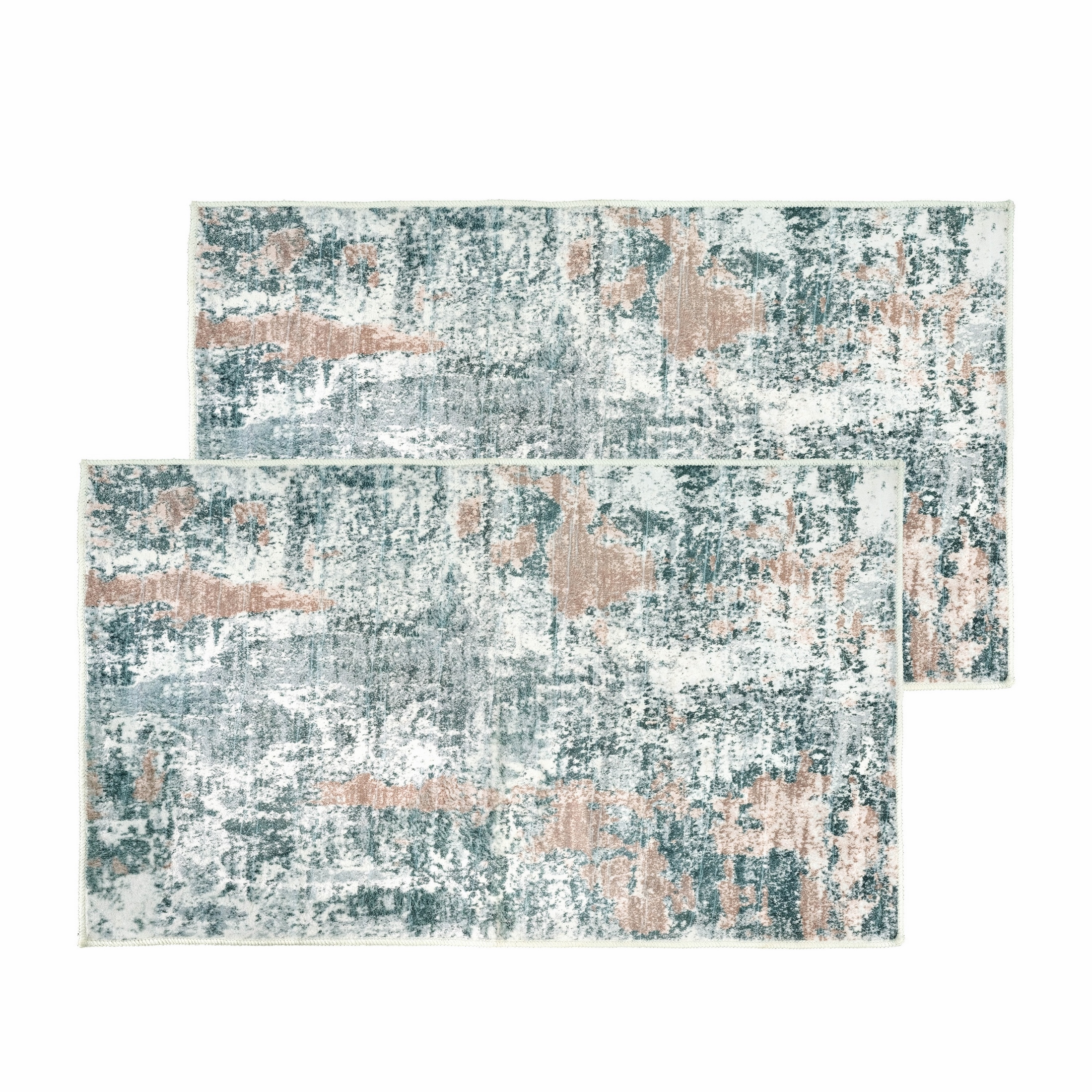 Kathy Ireland Soft Brushed Flannel Washable Rug - 27x45 - 2 Pack / Annabelle Grey