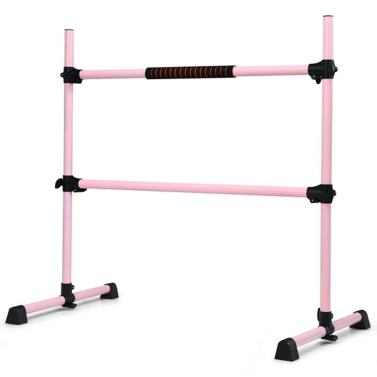 Portable Ballet Barre 4ft Freestanding Adjustable Double Dance Bar - Pink