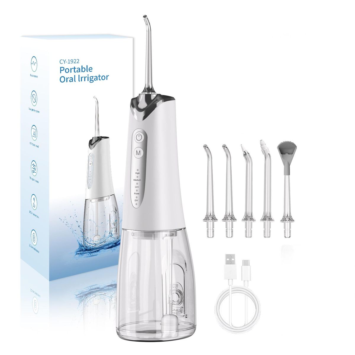 Cordless Rechargeable Travel Oral Irrigator - White