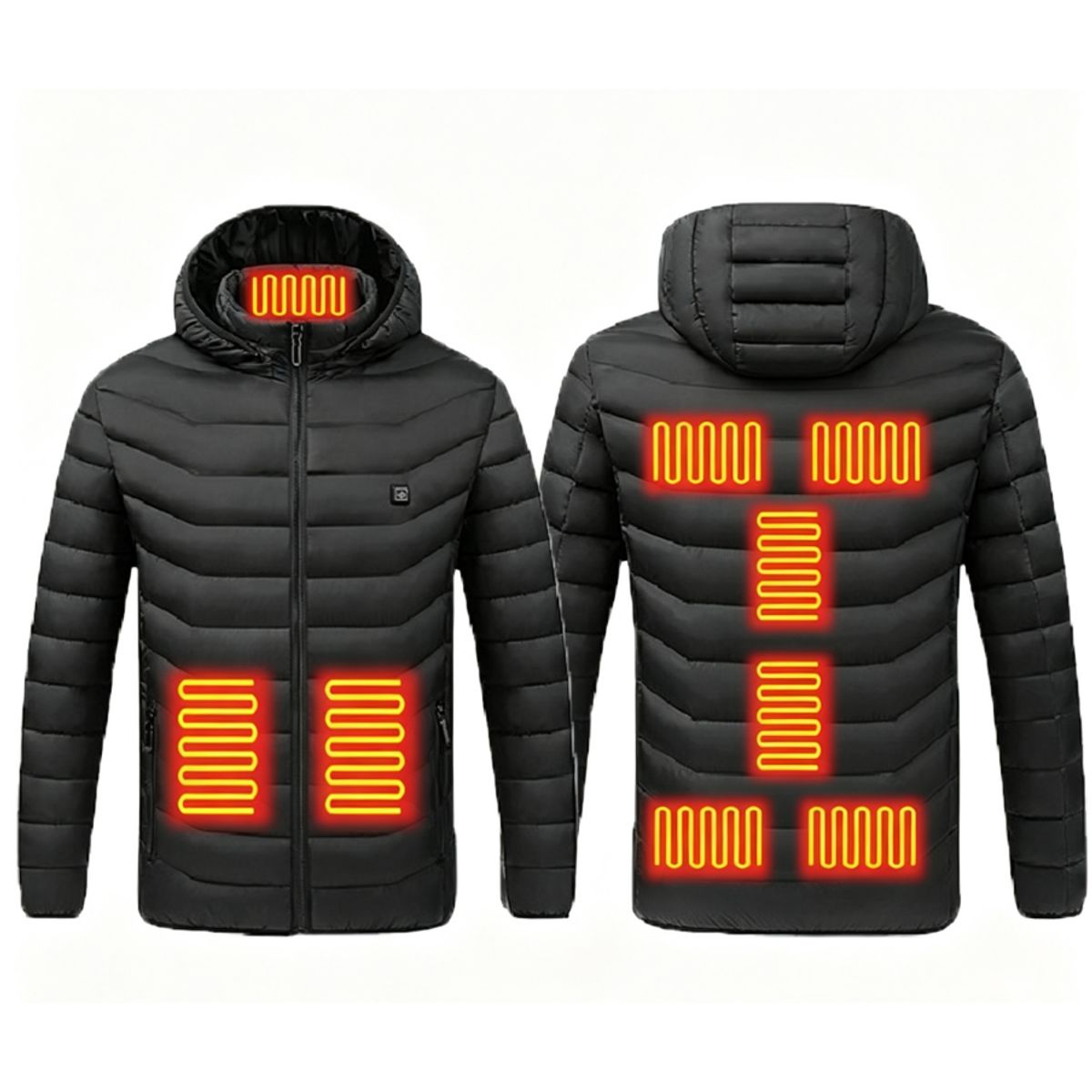 Unisex Electric Heated Hooded Jacket (Requires Power Bank) - Black-3XL