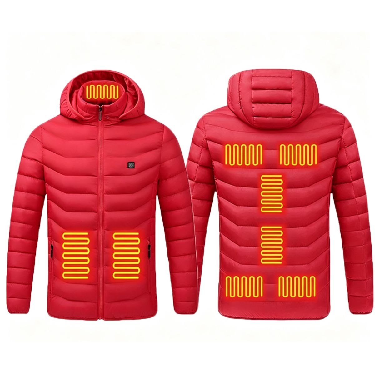 Unisex Electric Heated Hooded Jacket (Requires Power Bank) - Red-M