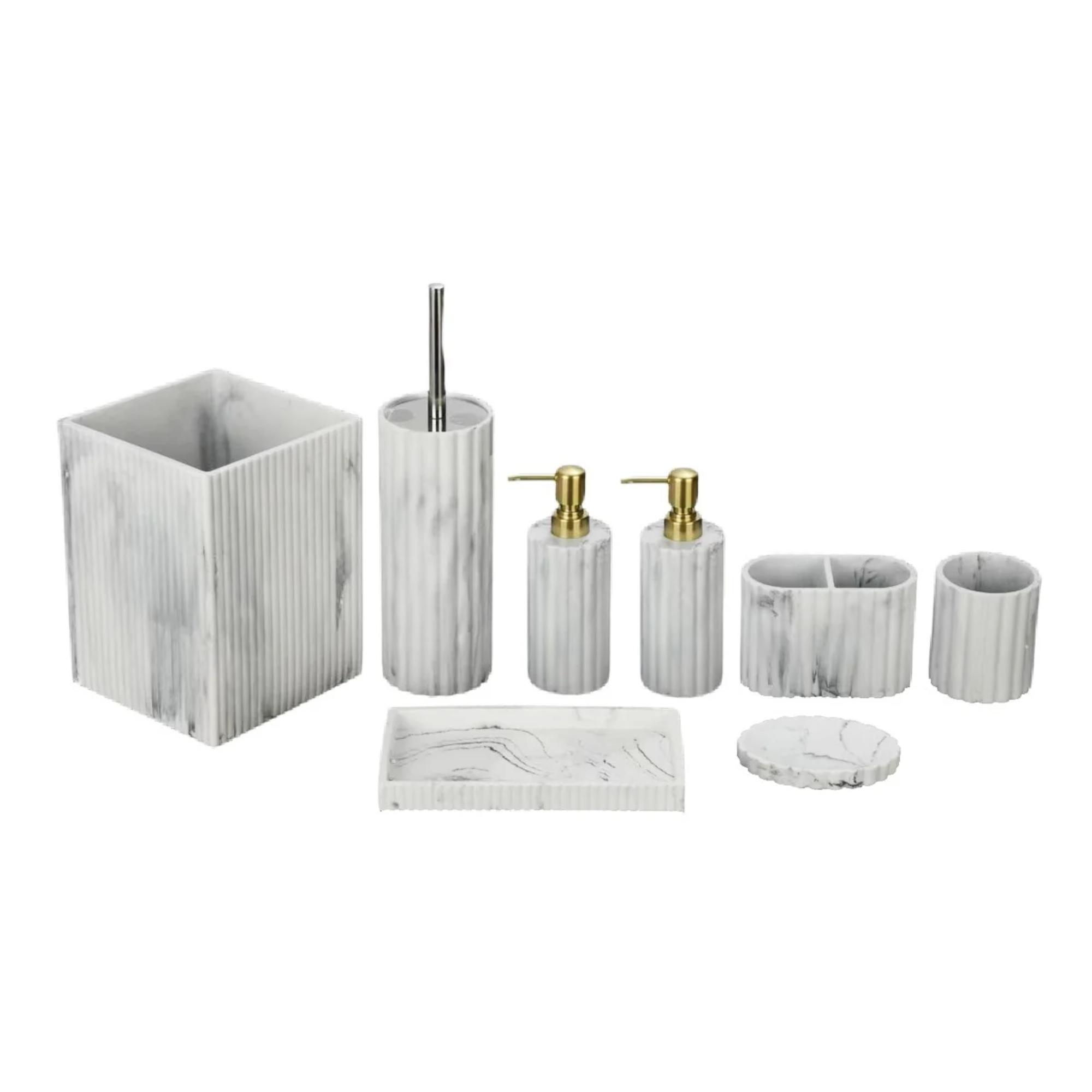 8-Piece Bathroom Set - White Marble