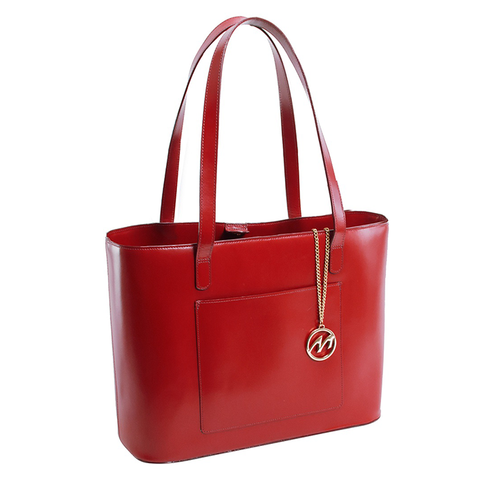 Alyson Leather Magnetic Closure Tablet Tote Bag - Red