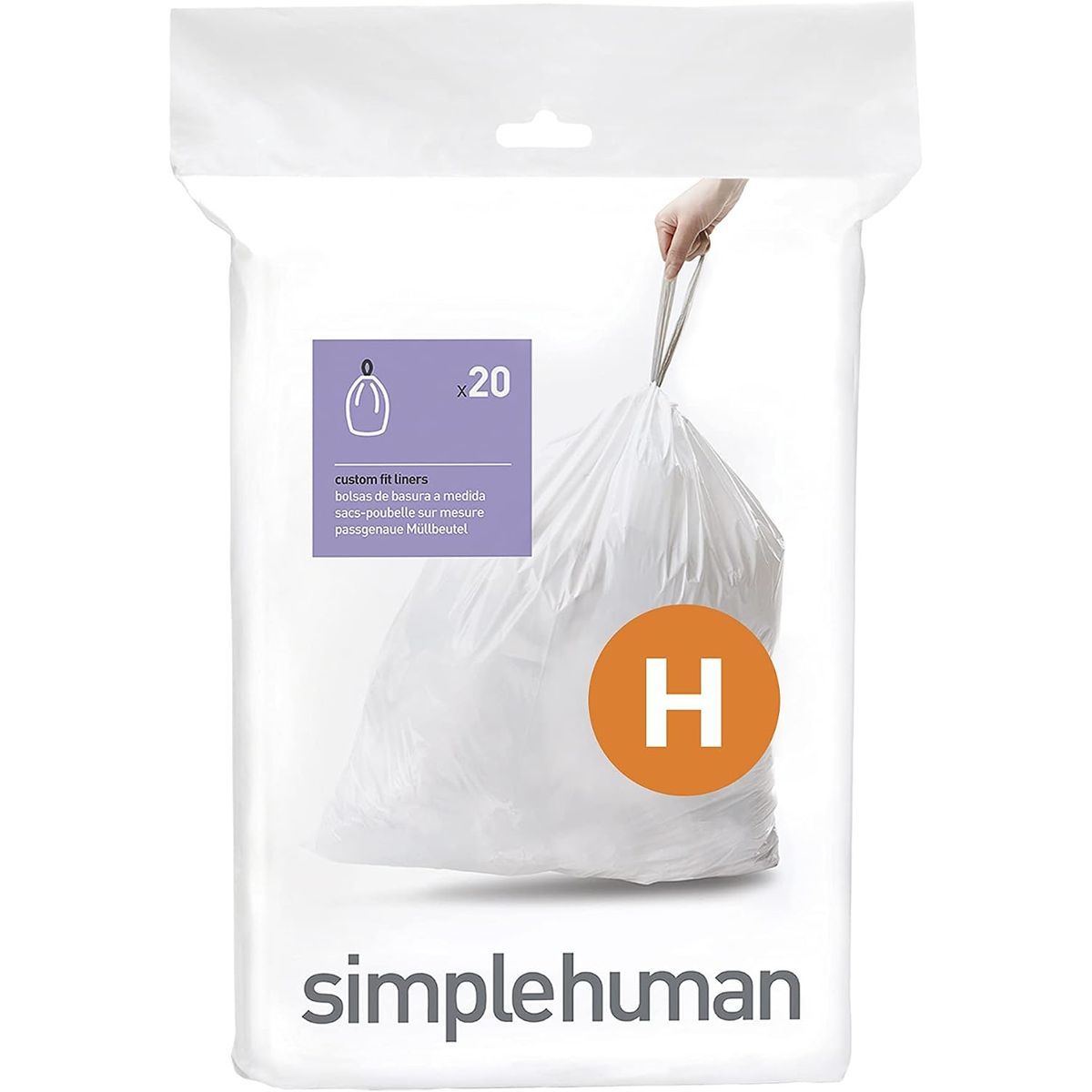 Simplehuman Trash Bag Dispenser Packs (20-200 Count) - 40 Count Drawstring Trash Bags