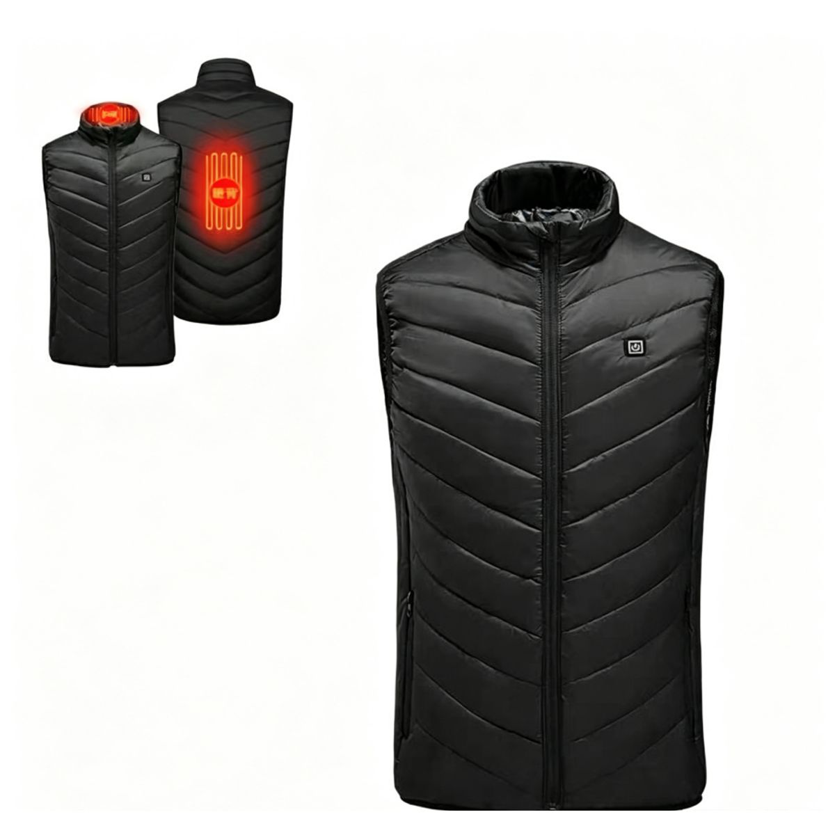 USB Electric Heated Unisex Vest (Power Bank Required) - Black-L
