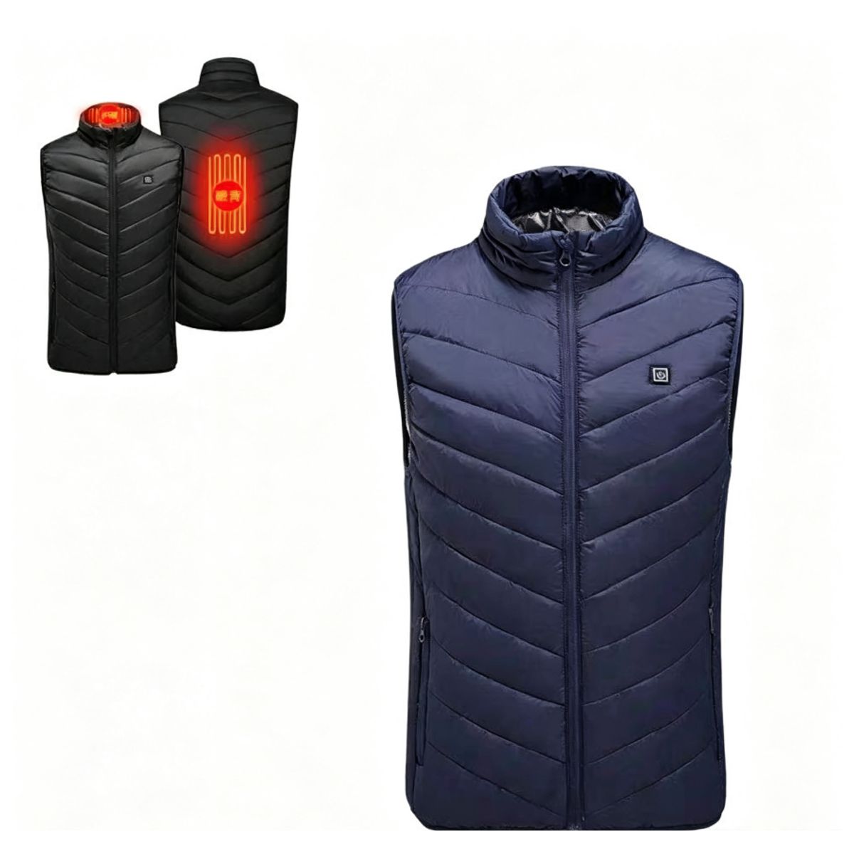 USB Electric Heated Unisex Vest (Power Bank Required) - Blue-2XL