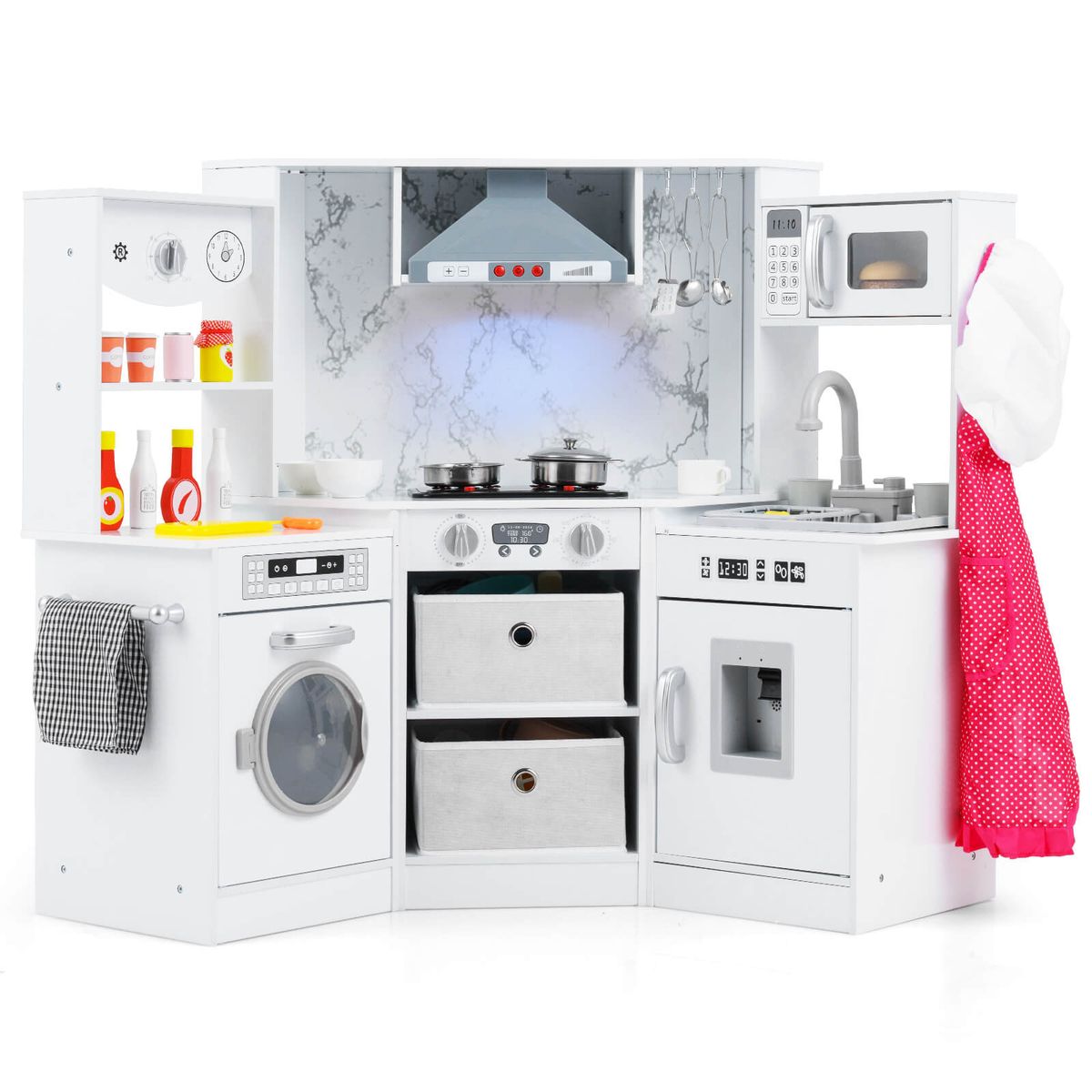 Kids Wooden Play Corner Kitchen - White
