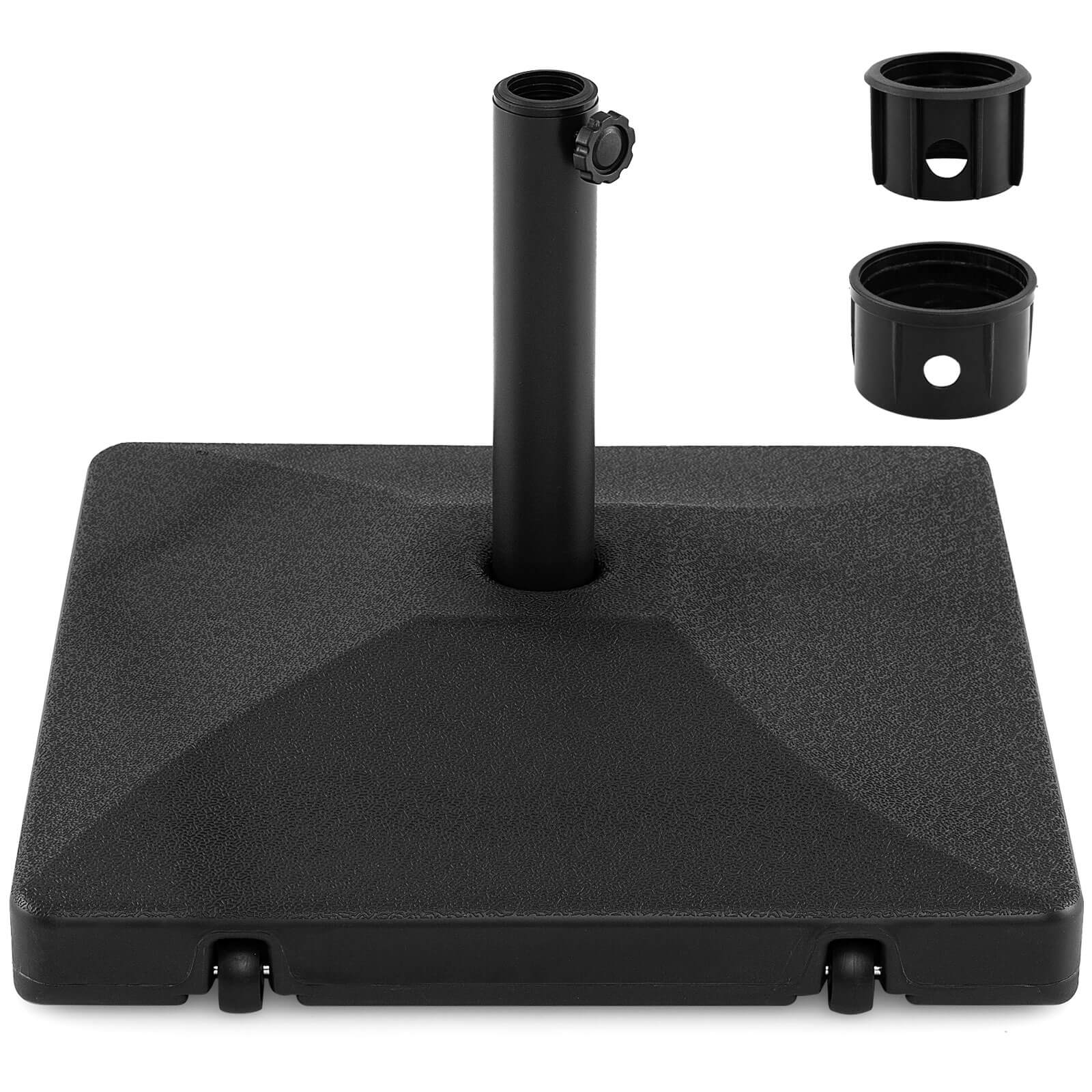 Costway Fillable Umbrella Base 90 Lbs Heavy Duty with 2 Wheels, Water/Sand Filled - Black