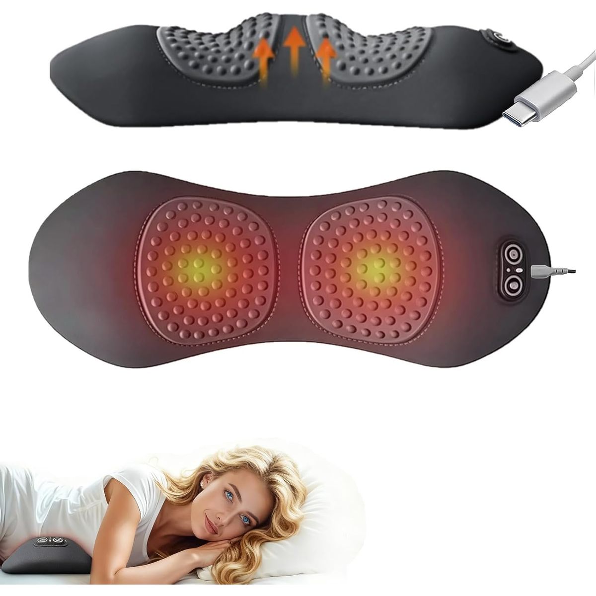 Triple Fusion Back Massager with Heat - Black