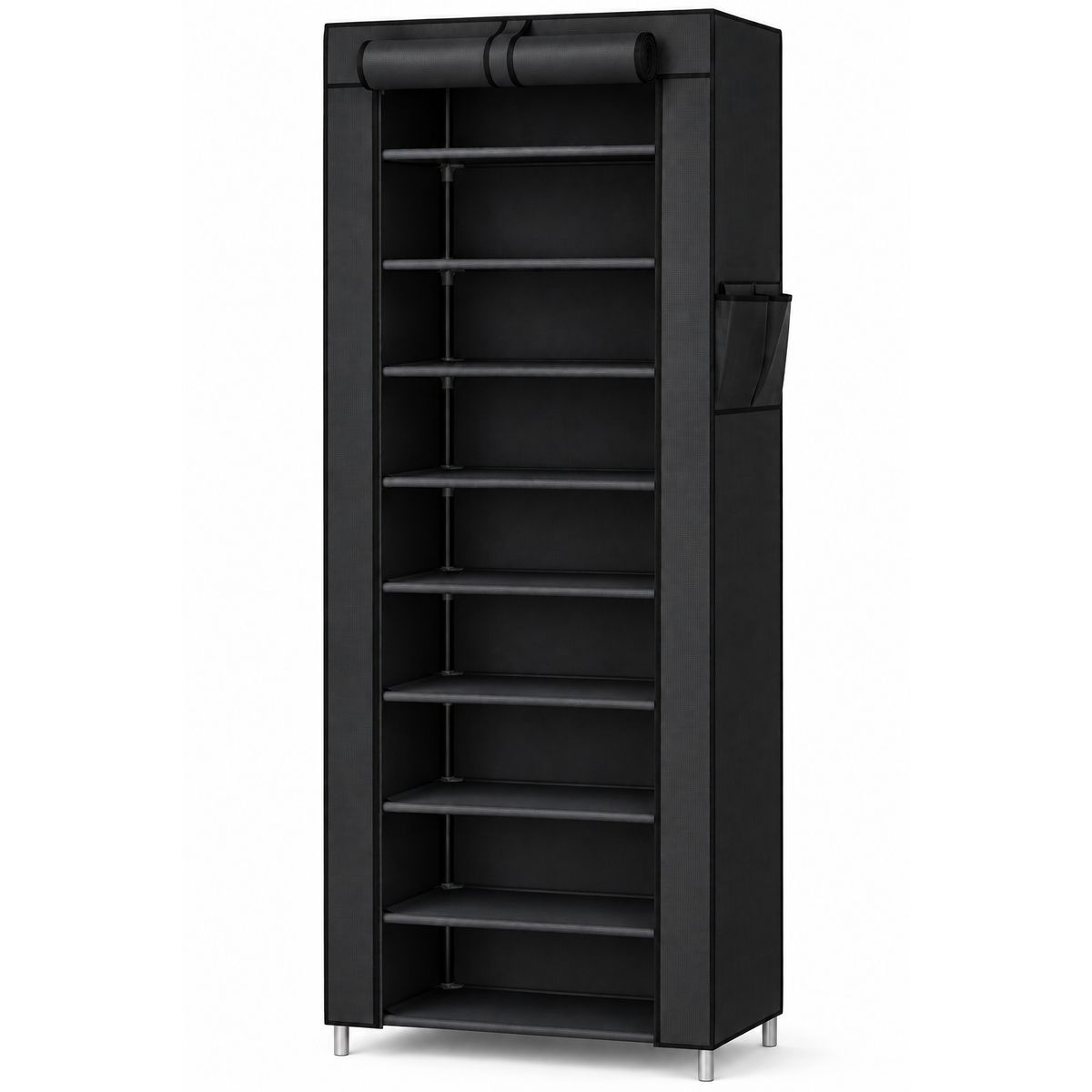 10-Tier Shoe Storage Organizer - Black Shoe Rack