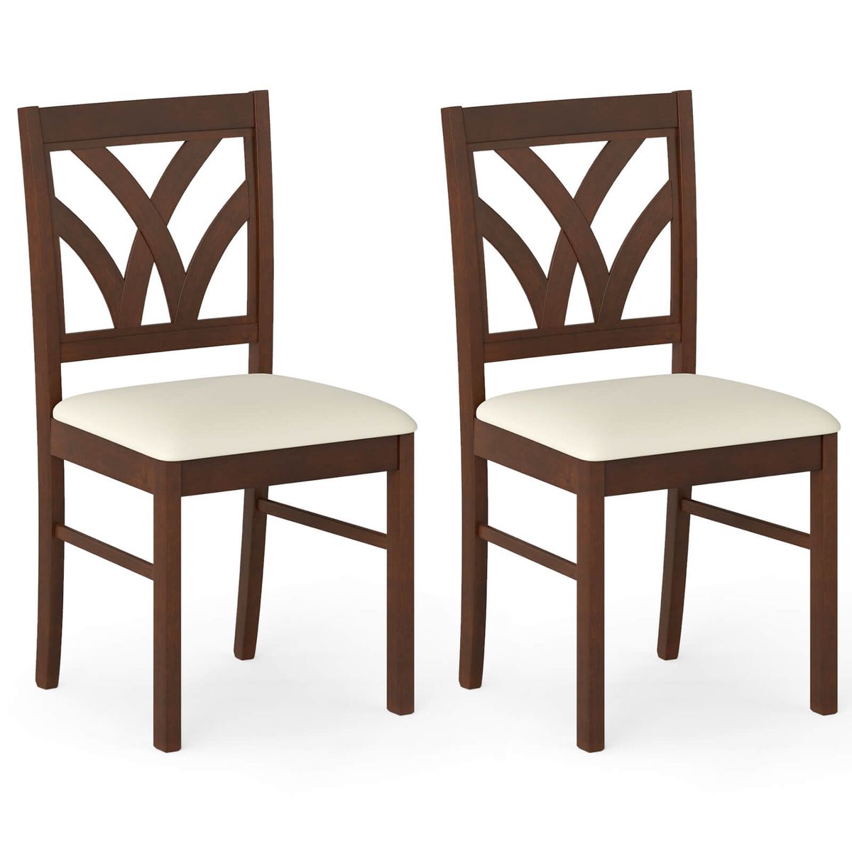 Upholstered Wooden Dining Chairs (Set of 2 or 4)  - Beige-2