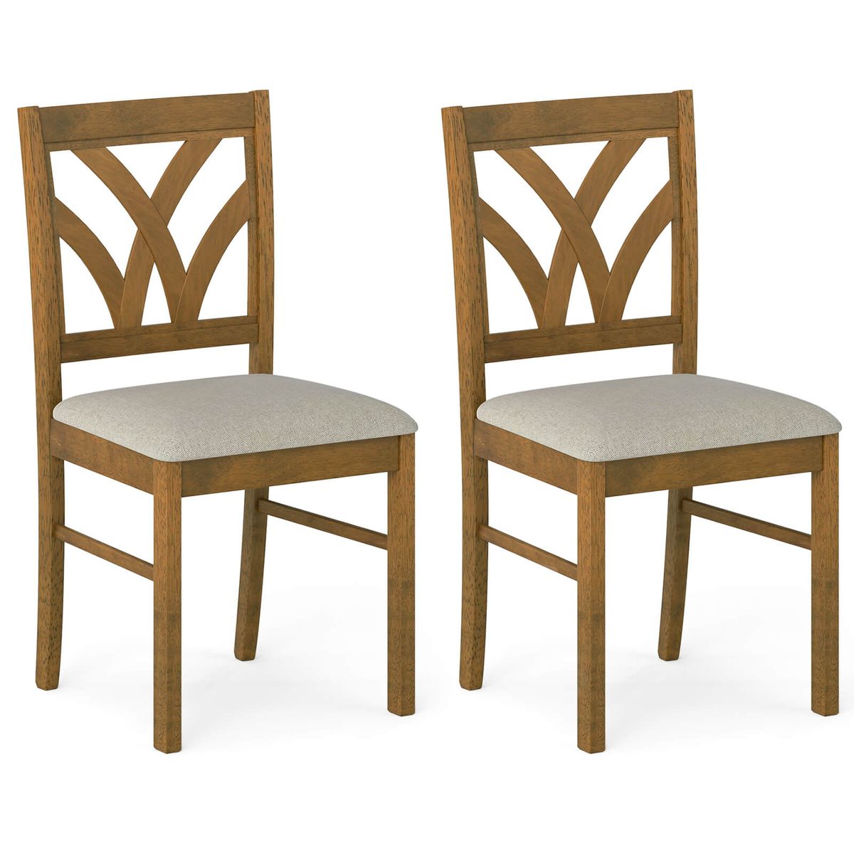 Upholstered Wooden Dining Chairs (Set of 2 or 4) - Oak-2