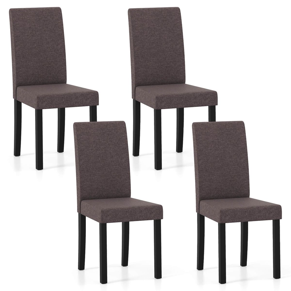 Modern Upholstered Dining Chair with Padded Seat and Backrest (Set of 2 or 4) - Brown-4
