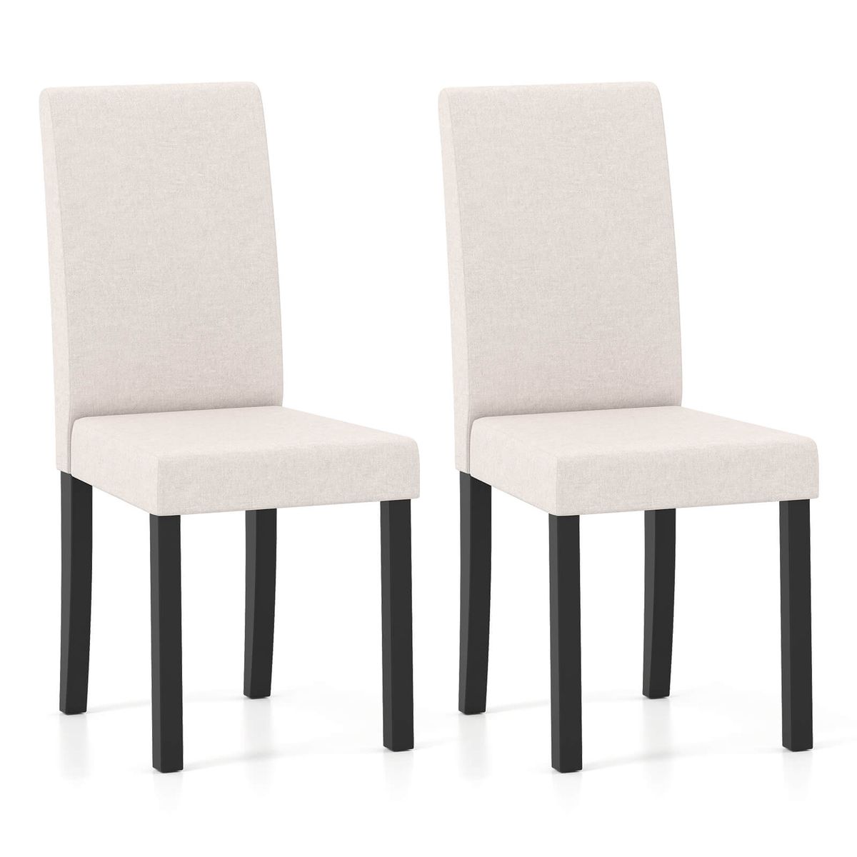 Modern Upholstered Dining Chair with Padded Seat and Backrest (Set of 2 or 4) - Beige+Black-2