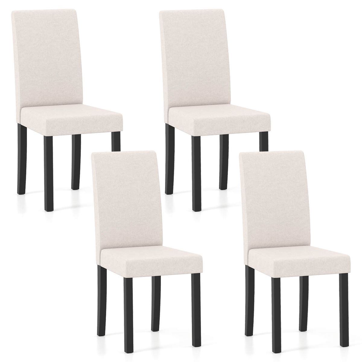 Modern Upholstered Dining Chair with Padded Seat and Backrest (Set of 2 or 4) - Beige+Black-4