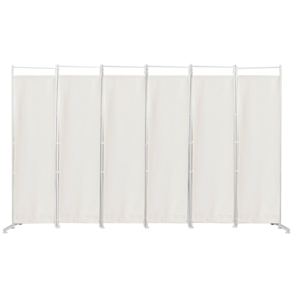 6-Panel Room Divider Folding Privacy Screen - White