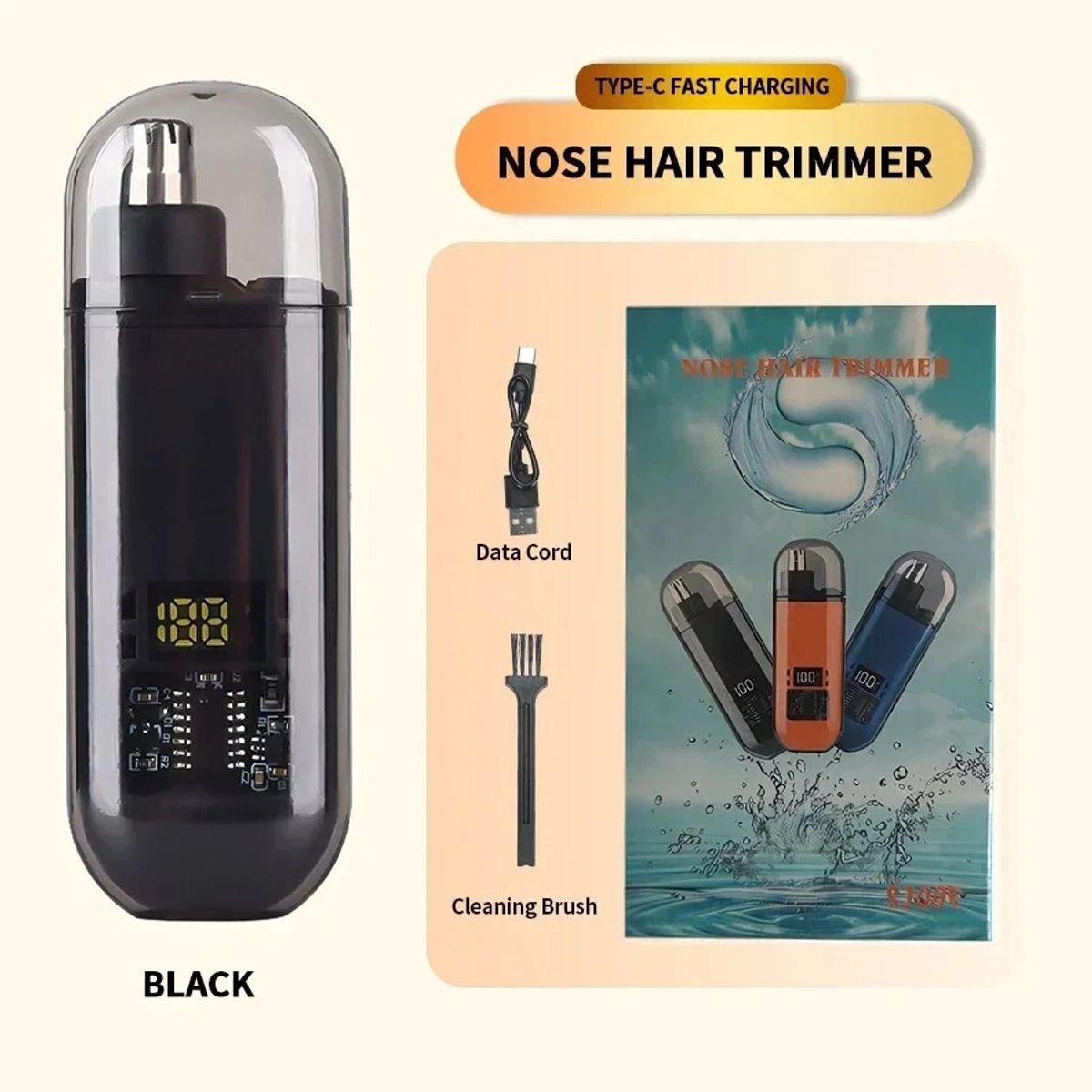 Portable Electric Nose Hair Trimmer - Black