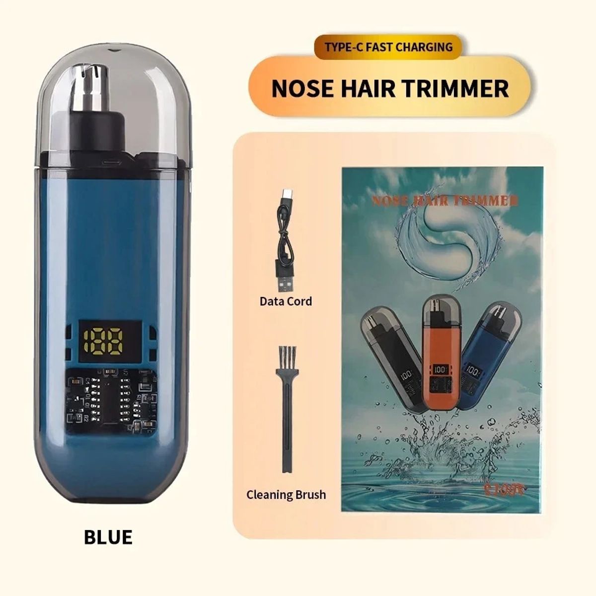Portable Electric Nose Hair Trimmer - Blue