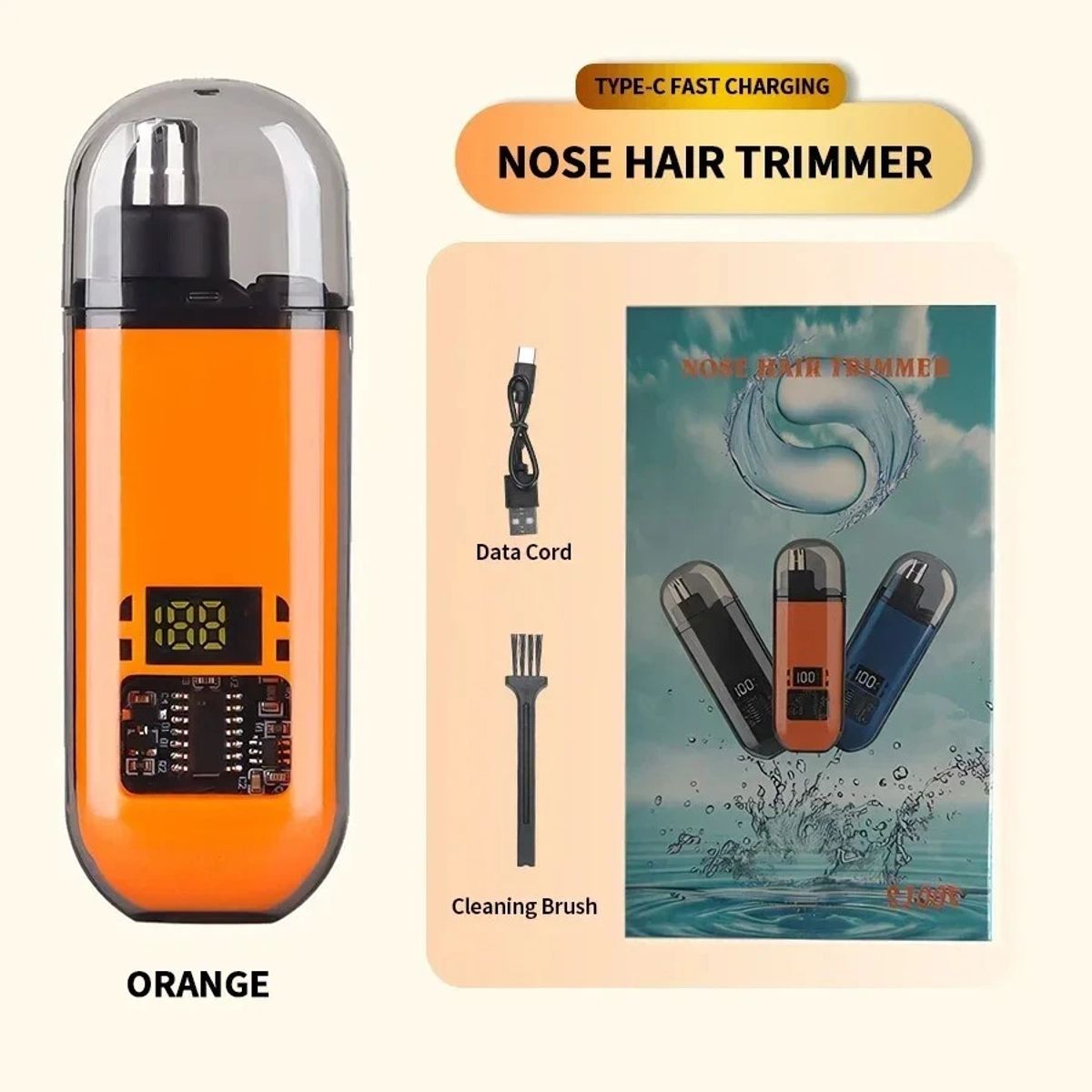 Portable Electric Nose Hair Trimmer - Orange