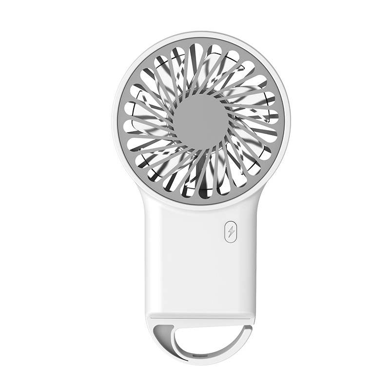 Portable Handheld Fan with Foldable Hook - White