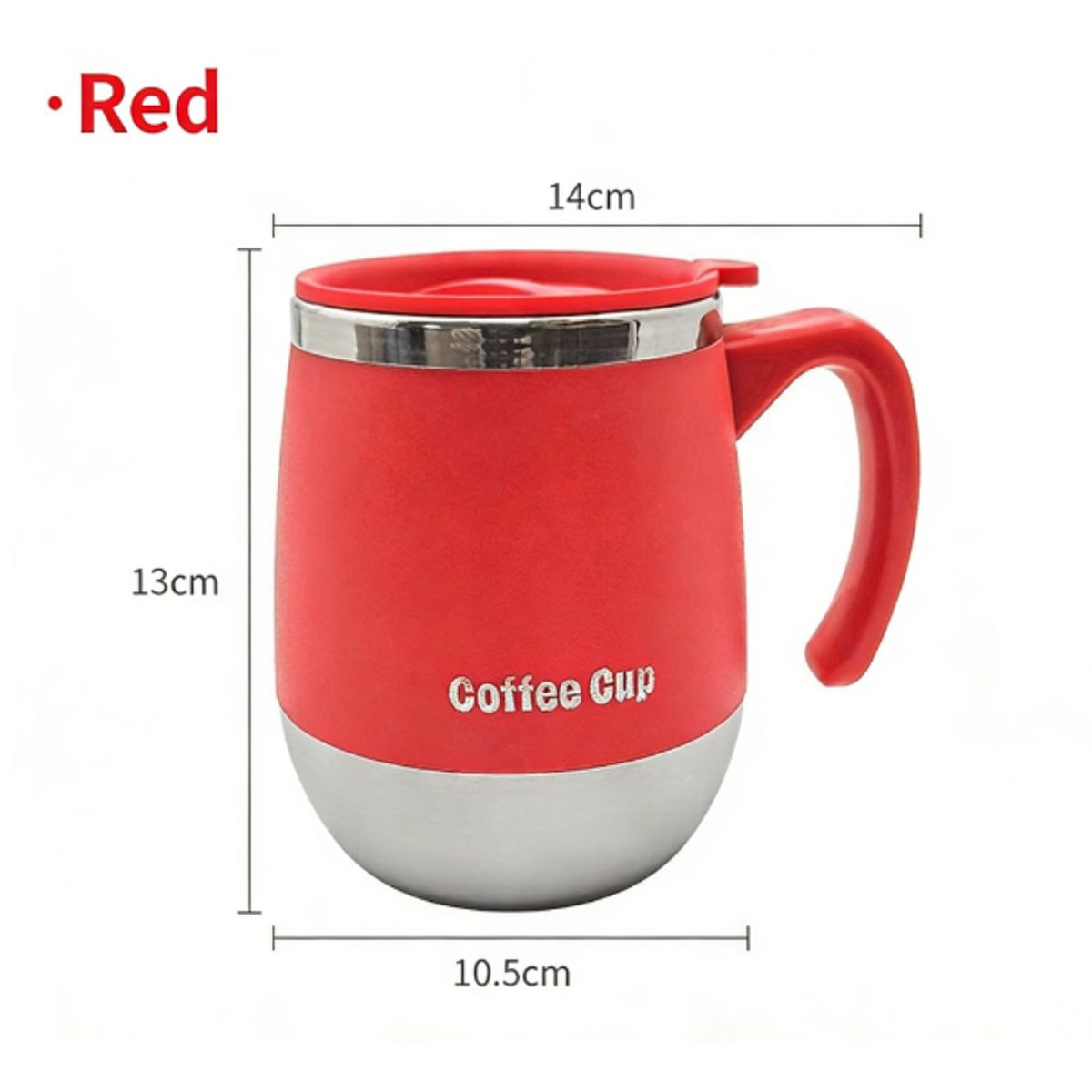 Double-Wall Insulated Coffee Cup with Handle (500ml) - Red