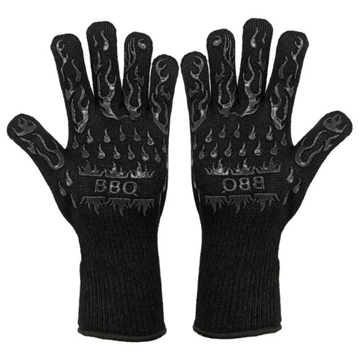 Silicone Non-Slip Heat Resistant BBQ Gloves - Black