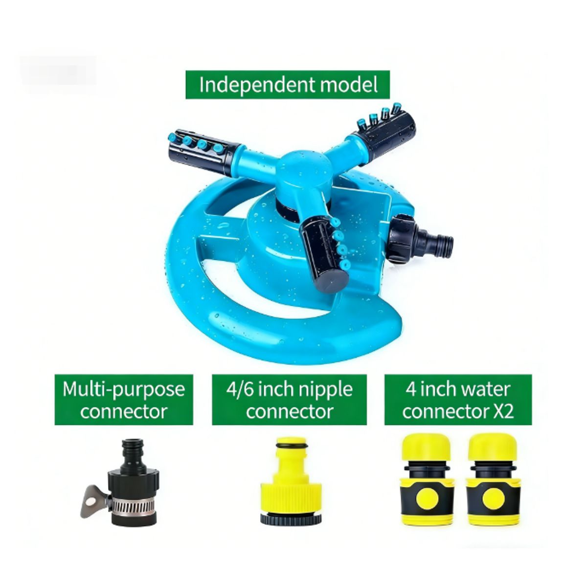 Automatic Rotating Lawn Sprinkler - Blue-Upgraded with Adapters