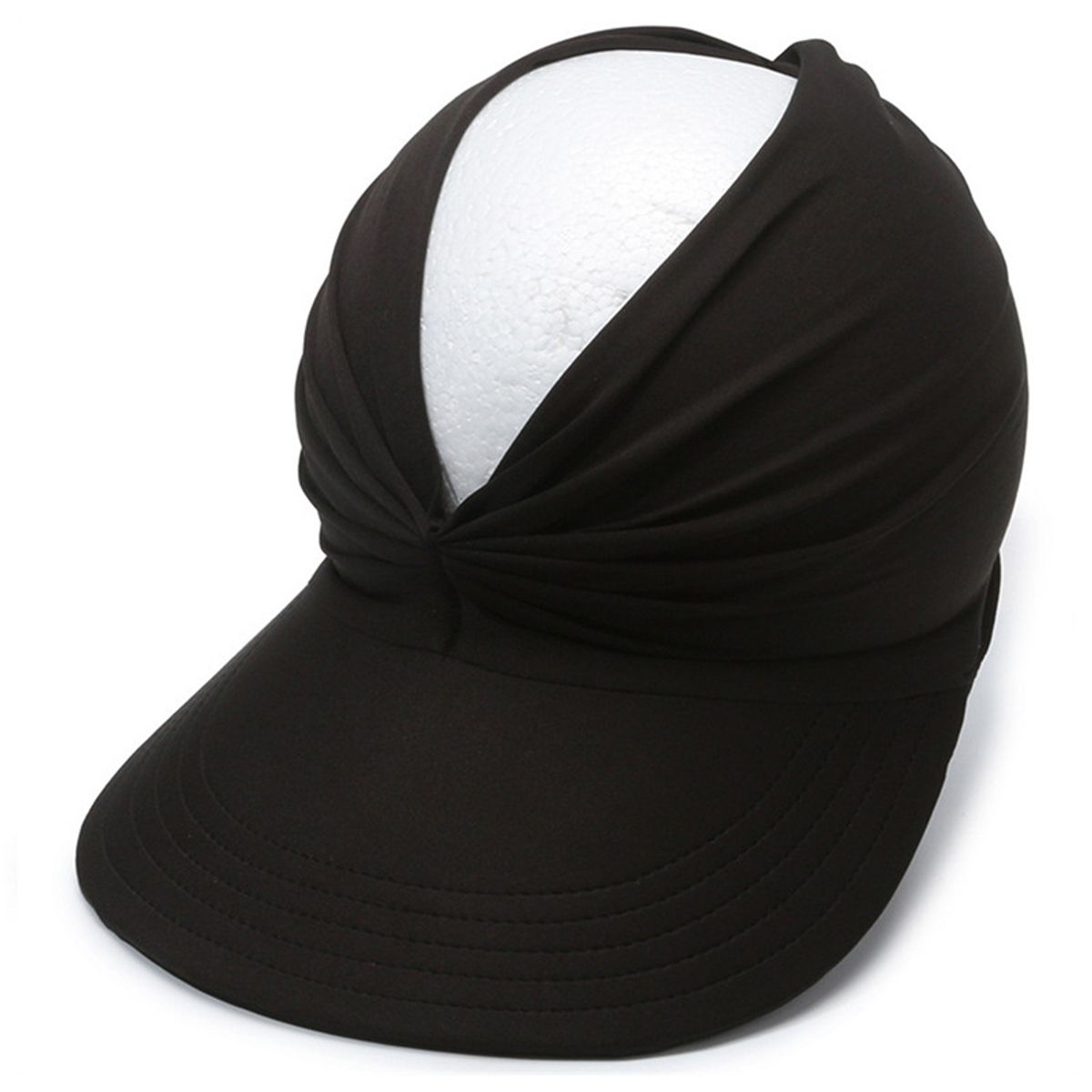 Women's Ponytail Sun Visor Hat - Black