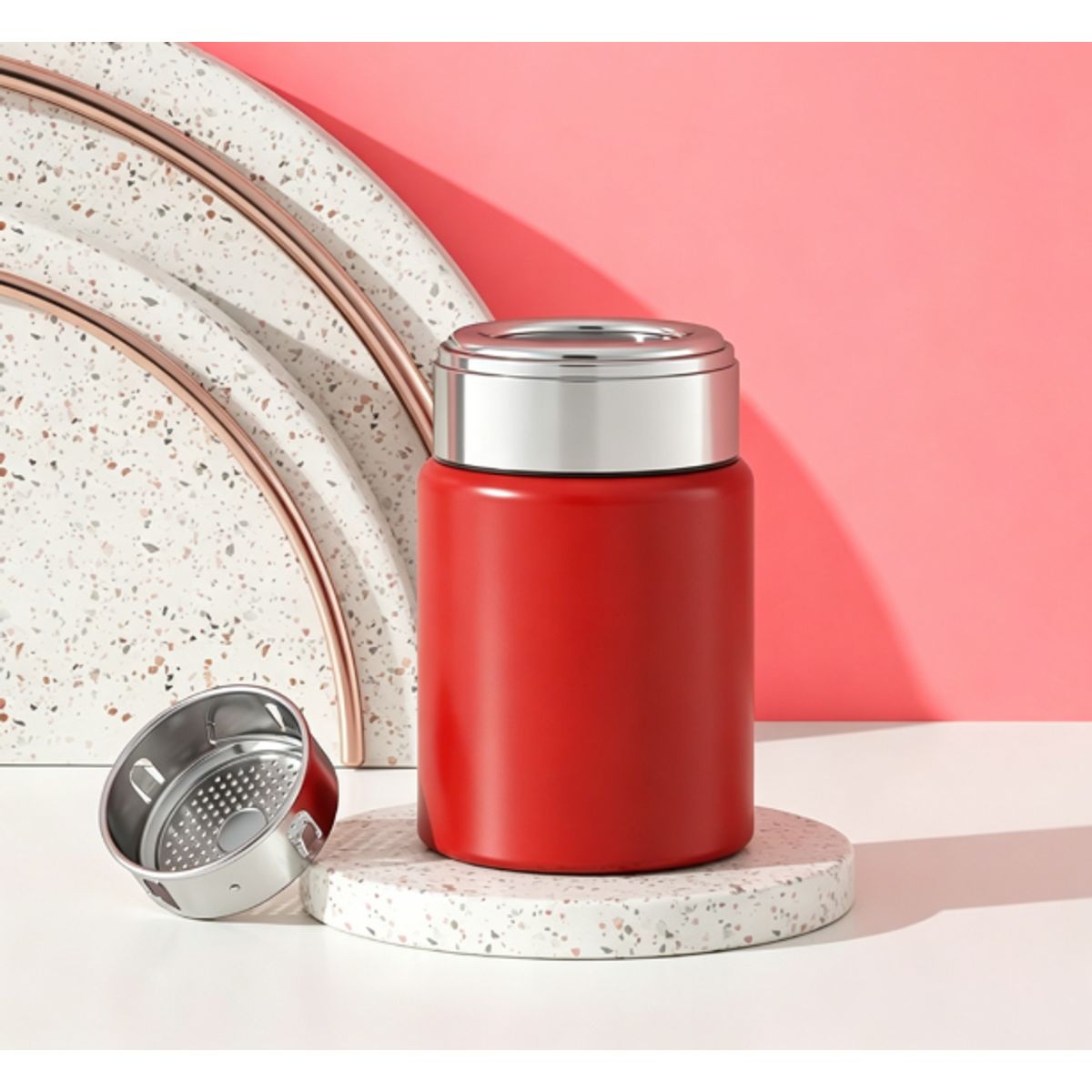 Stainless Steel Mini Insulated Bottle - Red-350ml
