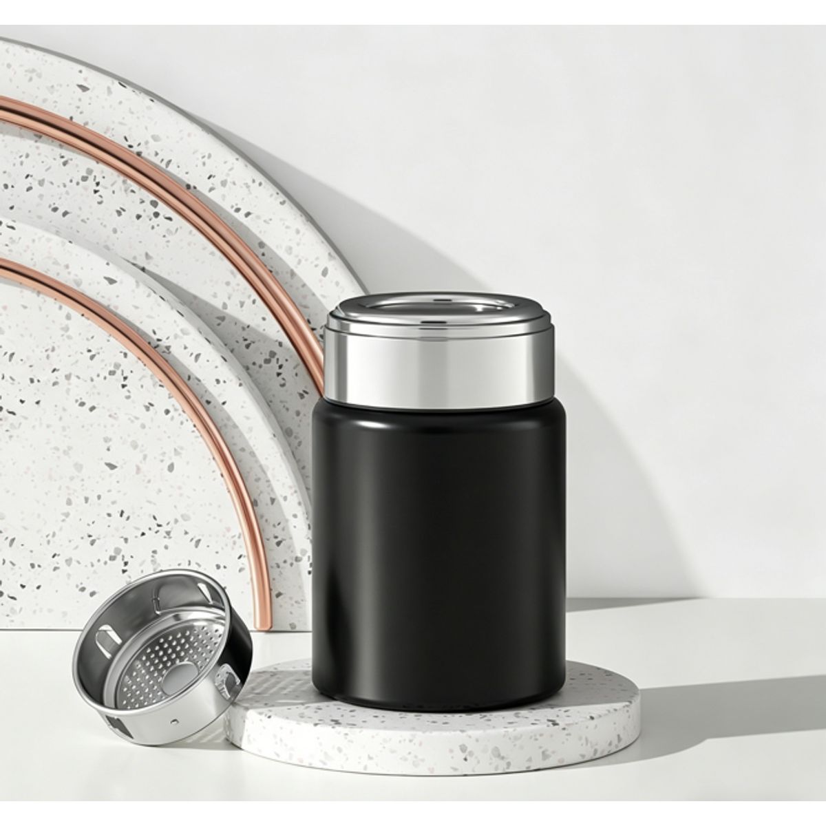 Stainless Steel Mini Insulated Bottle - Black-230ml