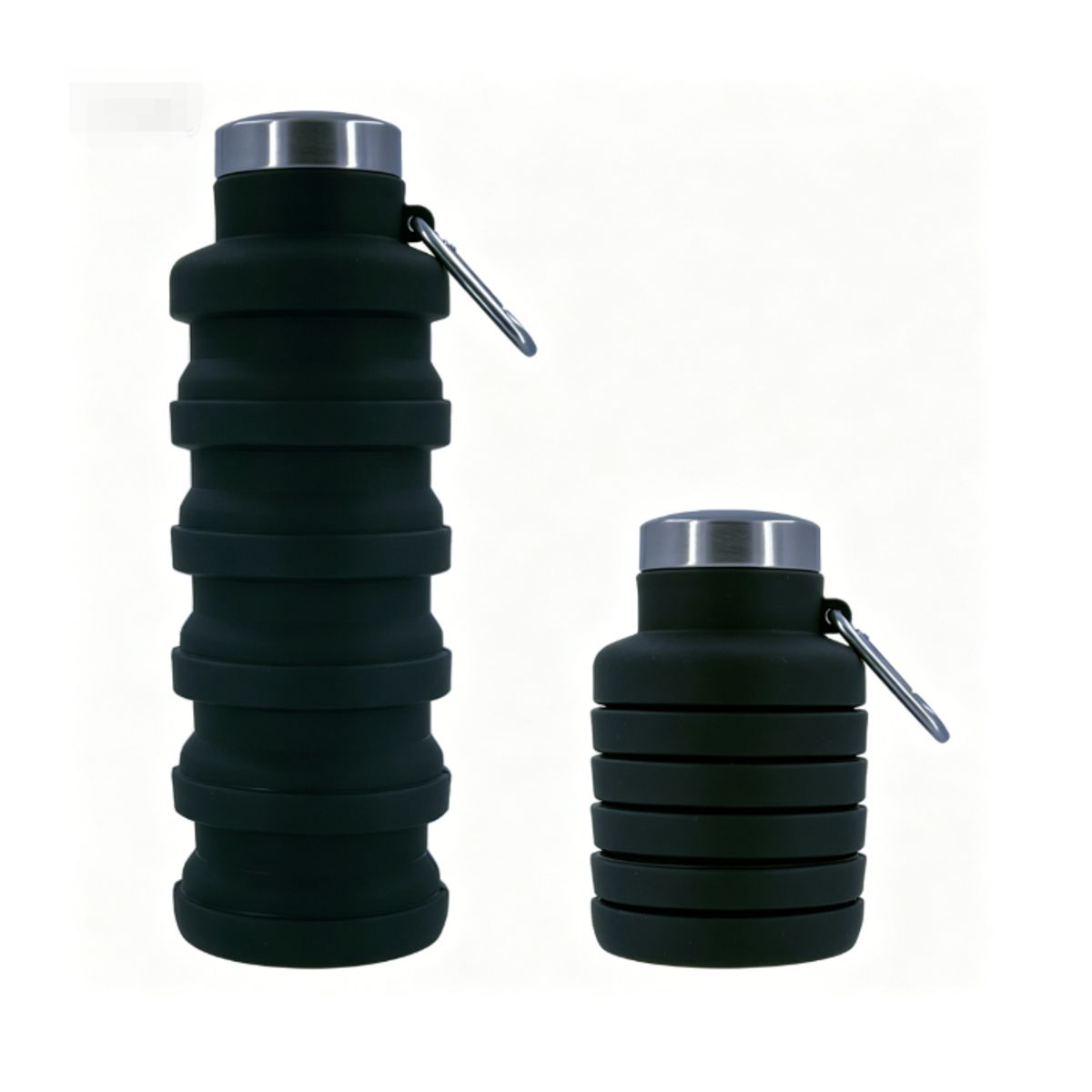 500ml  Collapsible Silicone Water Bottle - Black