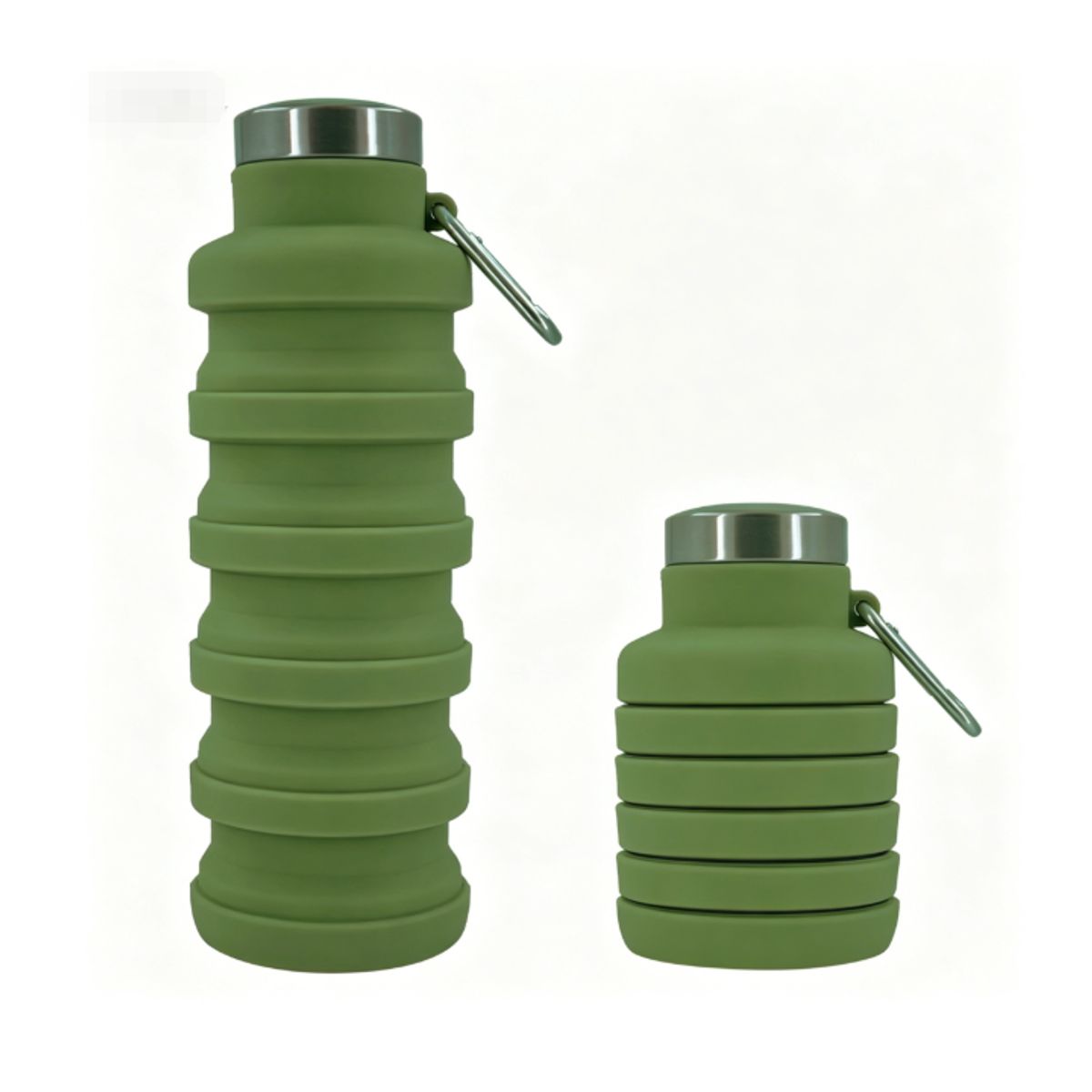 500ml  Collapsible Silicone Water Bottle - Army Green