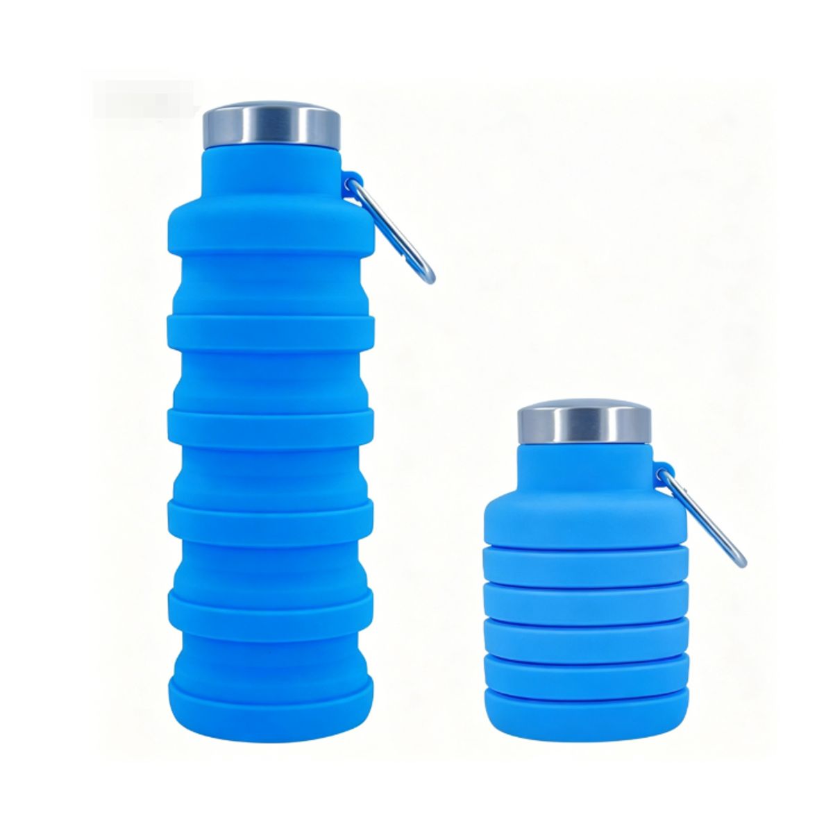 500ml  Collapsible Silicone Water Bottle - Blue