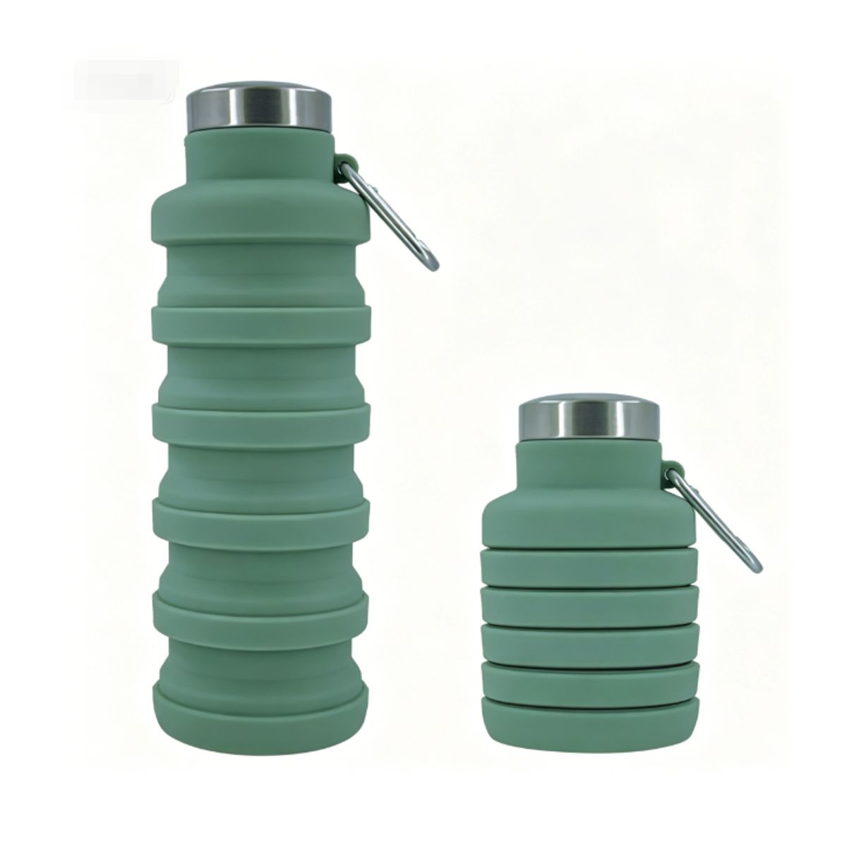 500ml  Collapsible Silicone Water Bottle - Dark Green