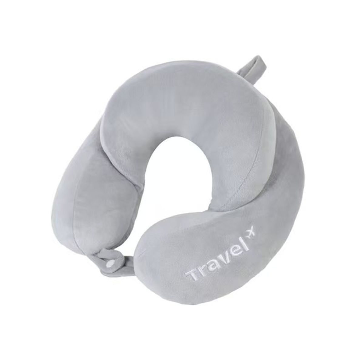 Ergonomic Memory Foam Travel Neck Pillow - Light Gray