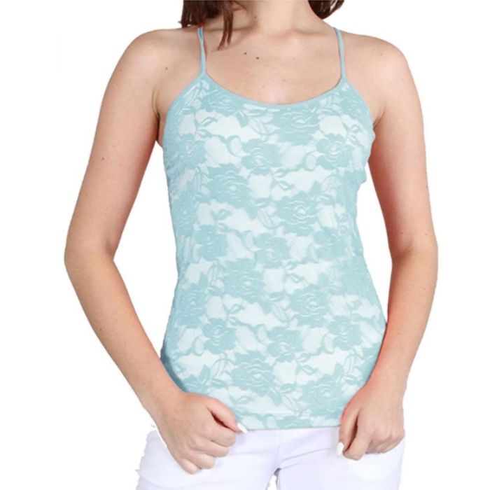 Women&rsquo;s Seamless Lace Stretch Adjustable Camisole Top - Pastel Blue