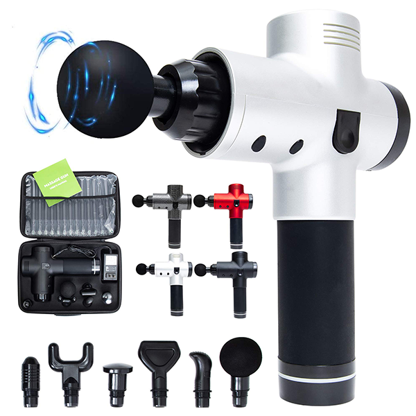 Handheld 20-Speed Deep Tissue Percussion Massager Gun - Silver
