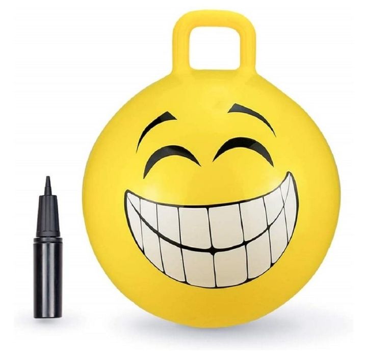 BounceZiez Inflatable Bouncing Hopper - Hopper Ball - 18" - Yellow Grinning Smil