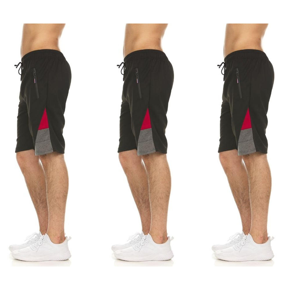 Men's Moisture-Wicking Shorts with Contrast Trim (3-Pack) - Set 2- Small/Medium