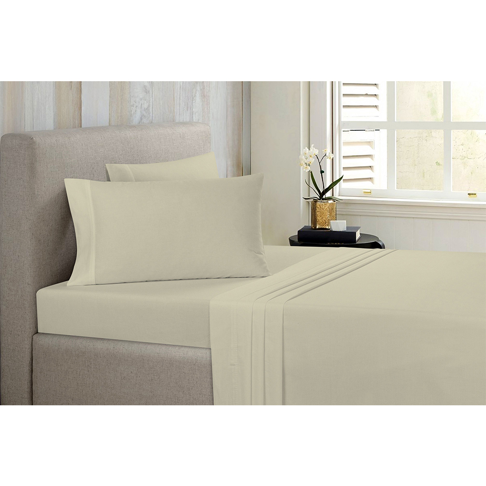 Photos - Bed Linen Bibb Home Bibb Home® Antimicrobial Bamboo Sheet Set - Queen - Ivory 1295QN