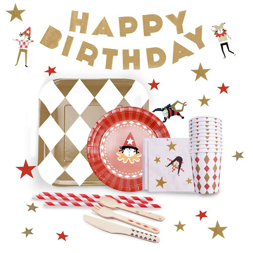 Kids' Birthday Theme Disposable Dinnerware Set - Foil Theme