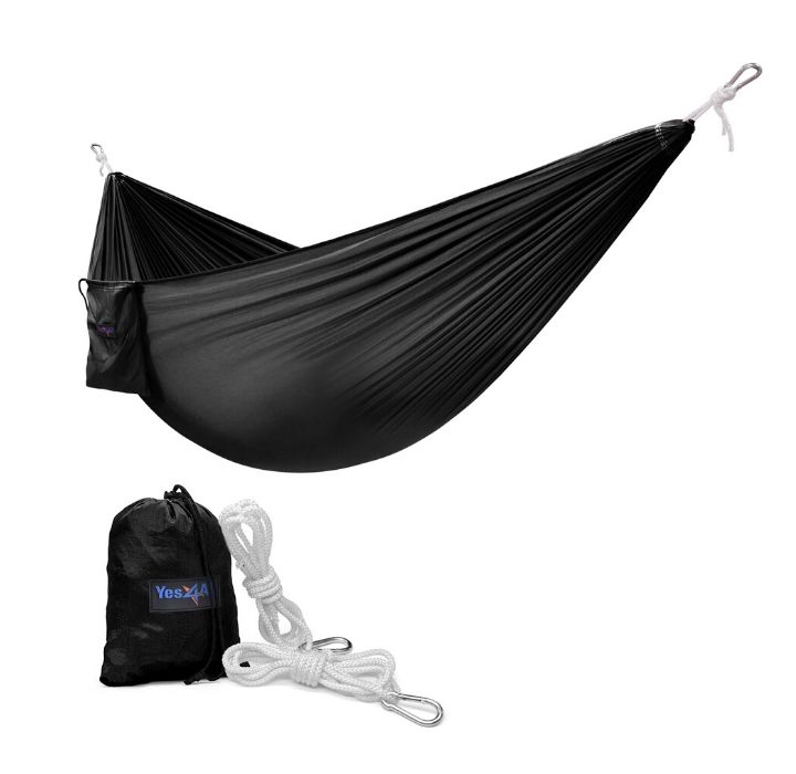 Single Lightweight Camping Hammock with Carrying Bag Black